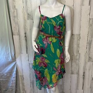- #L89 small green floral dress size S AS U WISH